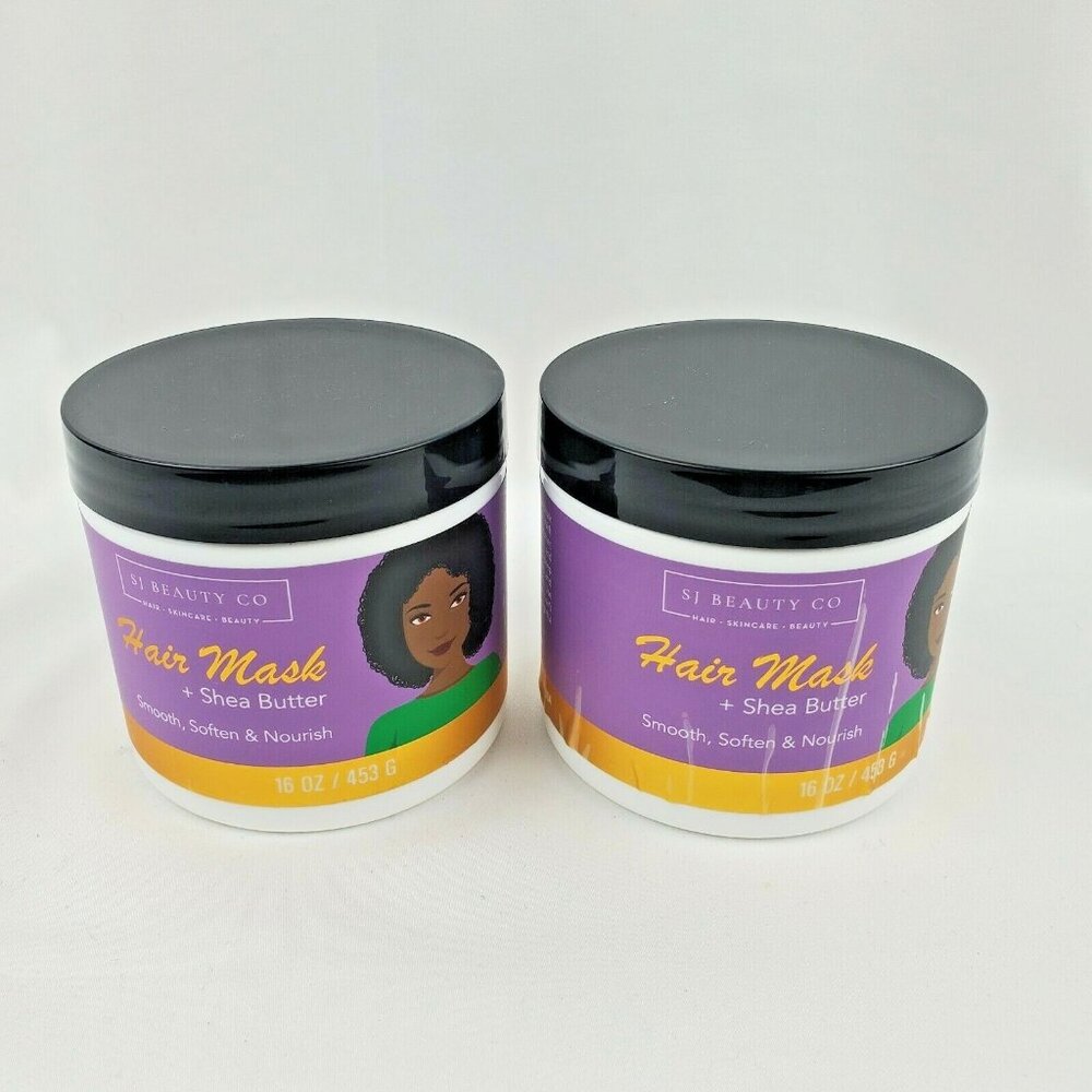 2X SJ Beauty By SJ Creations Hair Mask Smooth Soften Nourish w/ Shea Butter 16oz